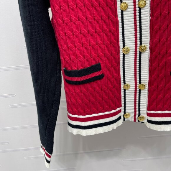 Miu Miu 2025 latest color-block shawl collar knitted cardigan - Picture 3 of 8